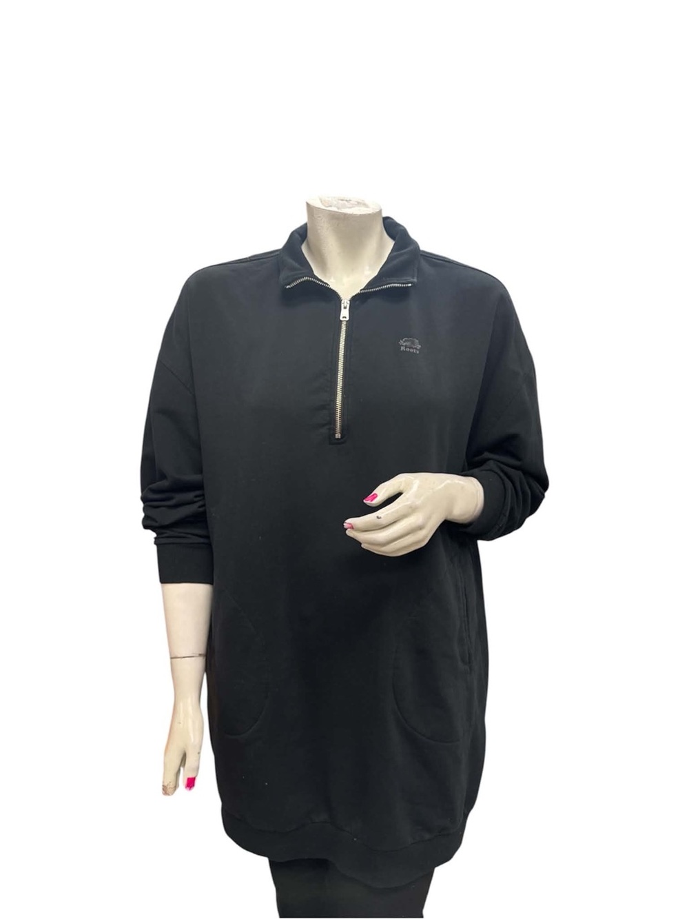 Roots Women's Black Half-Zip Sweatshirt Size XL